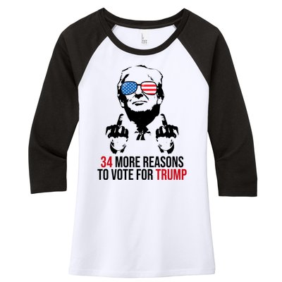 34 More Reasons To Vote For Trump Funny Election Women's Tri-Blend 3/4-Sleeve Raglan Shirt