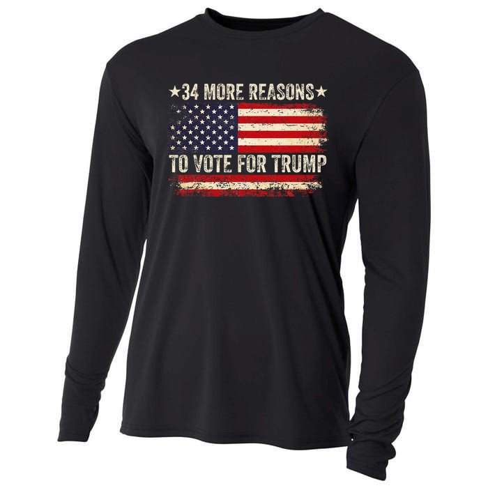 34 More Reasons To Vote For Trump Us Flag Convicted Felon Cooling Performance Long Sleeve Crew