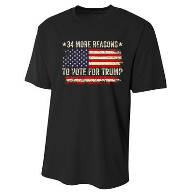 34 More Reasons To Vote For Trump Us Flag Convicted Felon Performance Sprint T-Shirt