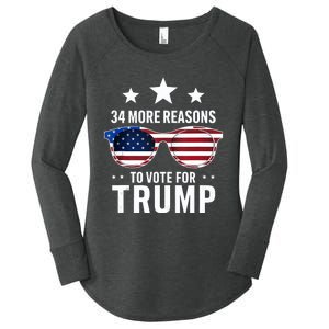 34 More Reasons To Vote For Trump Sunglasses Us Flag Women's Perfect Tri Tunic Long Sleeve Shirt