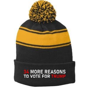 34 More Reasons To Vote For Trump Stripe Pom Pom Beanie