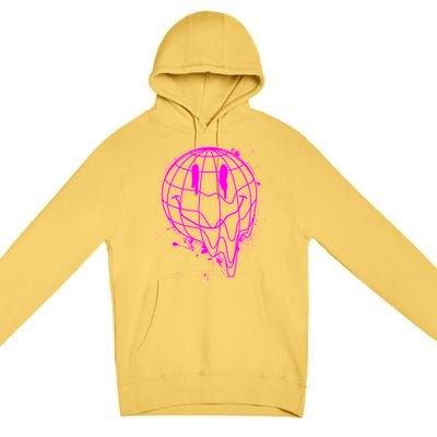 3D Melting Smiley Emoji Premium Pullover Hoodie