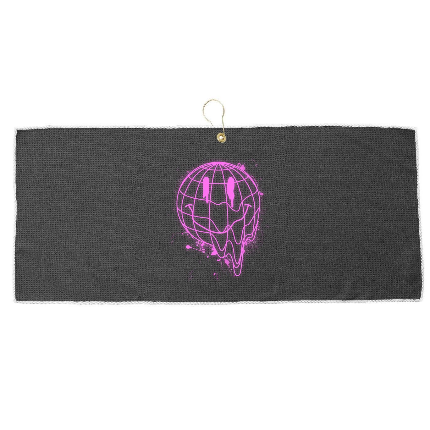 3D Melting Smiley Emoji Large Microfiber Waffle Golf Towel