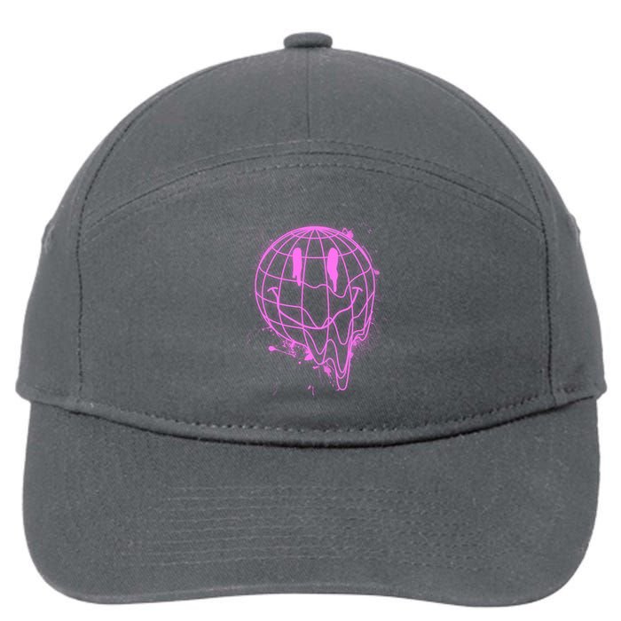 3D Melting Smiley Emoji 7-Panel Snapback Hat