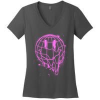 3D Melting Smiley Emoji Women's V-Neck T-Shirt
