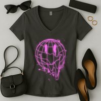 3D Melting Smiley Emoji Women's V-Neck T-Shirt