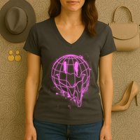 3D Melting Smiley Emoji Women's V-Neck T-Shirt