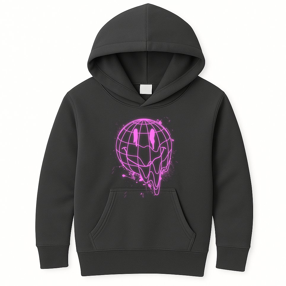 3D Melting Smiley Emoji Kids Hoodie