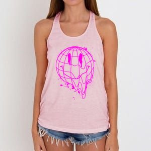 3D Melting Smiley Emoji Women's Knotted Racerback Tank