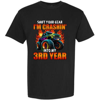 3rd Monster Truck Birthday Party Birthday Garment-Dyed Heavyweight T-Shirt