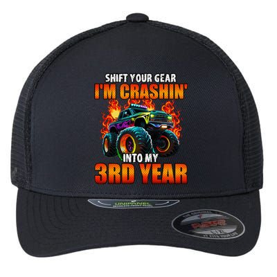 3rd Monster Truck Birthday Party Birthday Flexfit Unipanel Trucker Cap