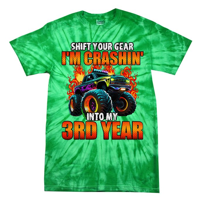 3rd Monster Truck Birthday Party Birthday Tie-Dye T-Shirt