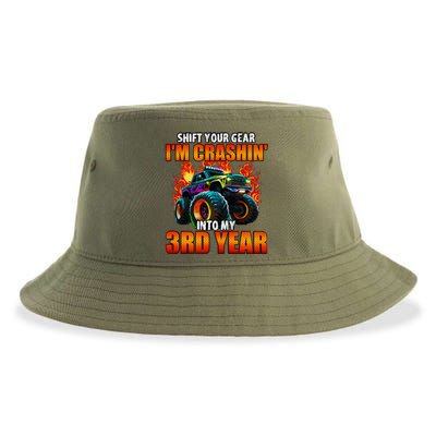 3rd Monster Truck Birthday Party Birthday Sustainable Bucket Hat