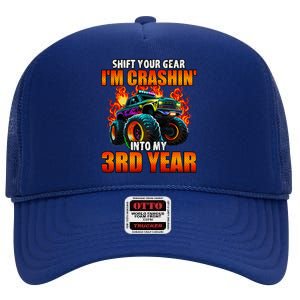 3rd Monster Truck Birthday Party Birthday High Crown Mesh Back Trucker Hat