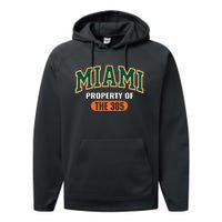 305 Miami Vibes Urban Style Miami Beach Graphic Design Performance Fleece Hoodie