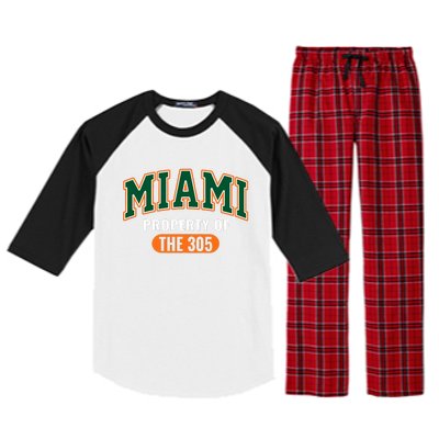 305 Miami Vibes Urban Style Miami Beach Graphic Design Raglan Sleeve Pajama Set