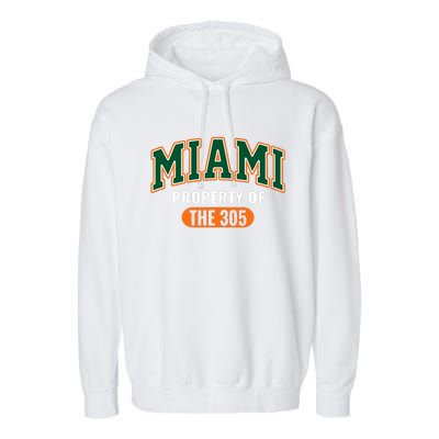 305 Miami Vibes Urban Style Miami Beach Graphic Design Garment-Dyed Fleece Hoodie