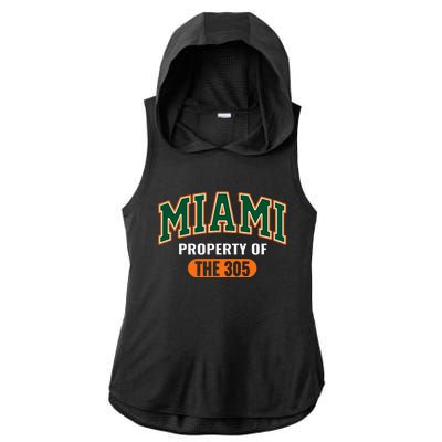 305 Miami Vibes Urban Style Miami Beach Graphic Design Ladies PosiCharge Tri-Blend Wicking Draft Hoodie Tank