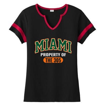 305 Miami Vibes Urban Style Miami Beach Graphic Design Ladies Halftime Notch Neck Tee