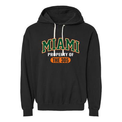 305 Miami Vibes Urban Style Miami Beach Graphic Design Garment-Dyed Fleece Hoodie