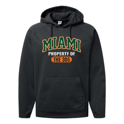 305 Miami Vibes Urban Style Miami Beach Graphic Design Performance Fleece Hoodie