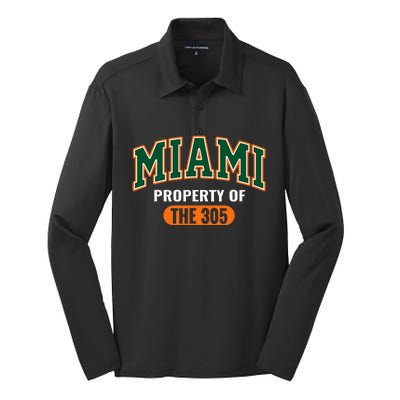 305 Miami Vibes Urban Style Miami Beach Graphic Design Silk Touch Performance Long Sleeve Polo