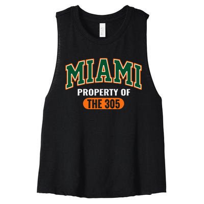 305 Miami Vibes Urban Style Miami Beach Graphic Design Women's Racerback Cropped Tank