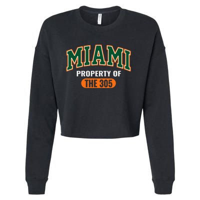 305 Miami Vibes Urban Style Miami Beach Graphic Design Cropped Pullover Crew