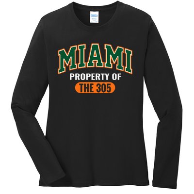 305 Miami Vibes Urban Style Miami Beach Graphic Design Ladies Long Sleeve Shirt