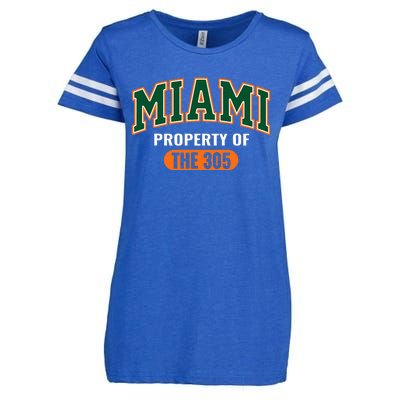 305 Miami Vibes Urban Style Miami Beach Graphic Design Enza Ladies Jersey Football T-Shirt