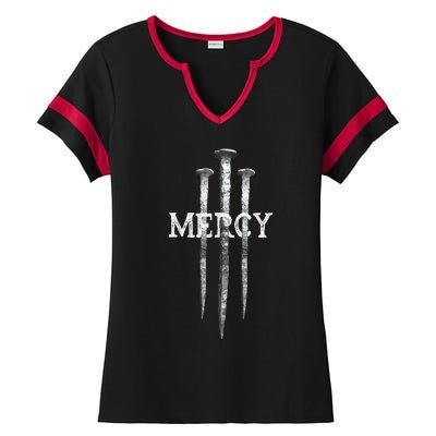 3 Nails Mercy Jesus S Christian Ladies Halftime Notch Neck Tee