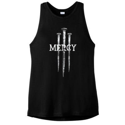 3 Nails Mercy Jesus S Christian Ladies PosiCharge Tri-Blend Wicking Tank