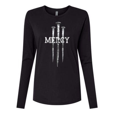 3 Nails Mercy Jesus S Christian Womens Cotton Relaxed Long Sleeve T-Shirt