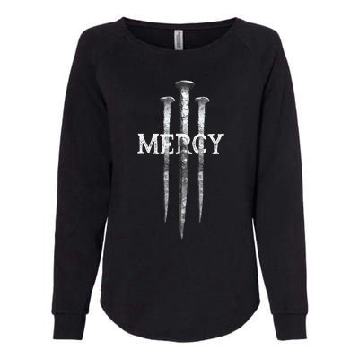 3 Nails Mercy Jesus S Christian Womens California Wash Sweatshirt