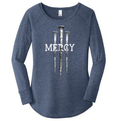 3 Nails Mercy Jesus S Christian Women's Perfect Tri Tunic Long Sleeve Shirt