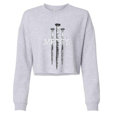 3 Nails Mercy Jesus S Christian Cropped Pullover Crew