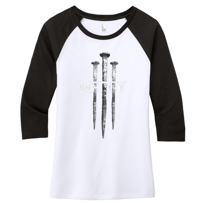 3 Nails Mercy Jesus S Christian Women's Tri-Blend 3/4-Sleeve Raglan Shirt