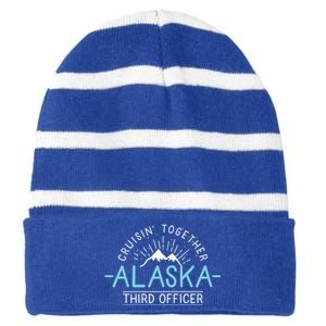 3Rd Officer Matching Family Friends And Group Alaska Cruise Gift Striped Beanie with Solid Band