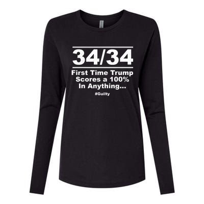 34 Out Of 34 First Time Trump Scores 100% Ny Trial Guilty Womens Cotton Relaxed Long Sleeve T-Shirt