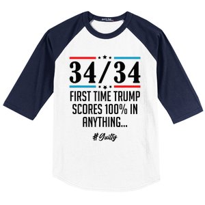 34 Out Of 34 First Time Trump Scores 100 Ny Trial Guilty Baseball Sleeve Shirt