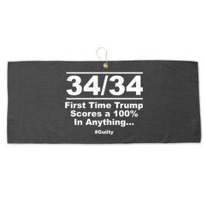 34 Out Of 34 First Time Trump Scores 100% Ny Trial Guilty Large Microfiber Waffle Golf Towel