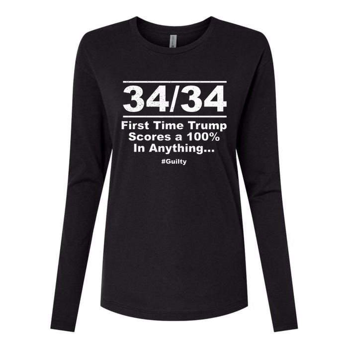 34 Out Of 34 First Time Trump Scores 100 Ny Trial Guilty Womens Cotton Relaxed Long Sleeve T-Shirt