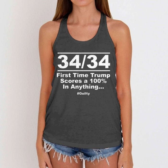 34 Out Of 34 First Time Trump Scores 100 Ny Trial Guilty Women's Knotted Racerback Tank