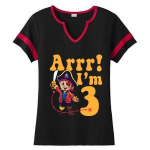 3rd Pirate Birthday Party Arrr IM 3 Three Years Old Ladies Halftime Notch Neck Tee