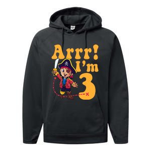 3rd Pirate Birthday Party Arrr IM 3 Three Years Old Performance Fleece Hoodie