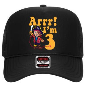 3rd Pirate Birthday Party Arrr IM 3 Three Years Old High Crown Mesh Back Trucker Hat