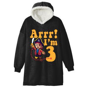 3rd Pirate Birthday Party Arrr IM 3 Three Years Old Hooded Wearable Blanket