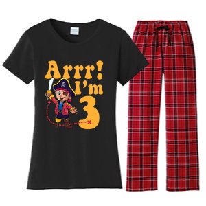 3rd Pirate Birthday Party Arrr IM 3 Three Years Old Women's Flannel Pajama Set