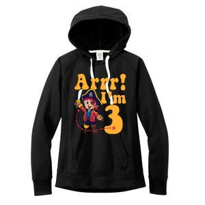 3rd Pirate Birthday Party Arrr IM 3 Three Years Old Women's Fleece Hoodie