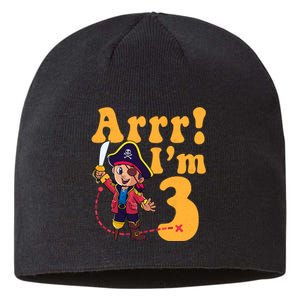 3rd Pirate Birthday Party Arrr IM 3 Three Years Old Sustainable Beanie